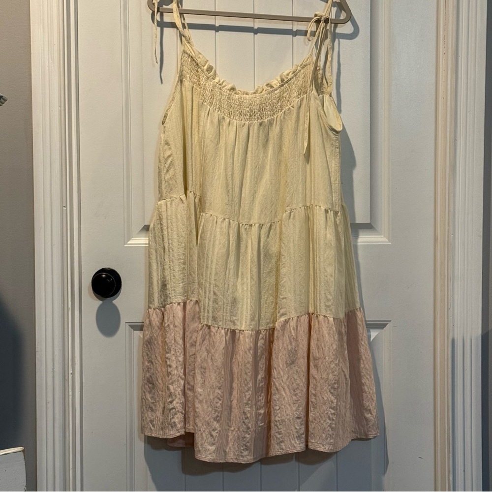 Miss Sparkling Cream and Pink Tiered Dress Size XL